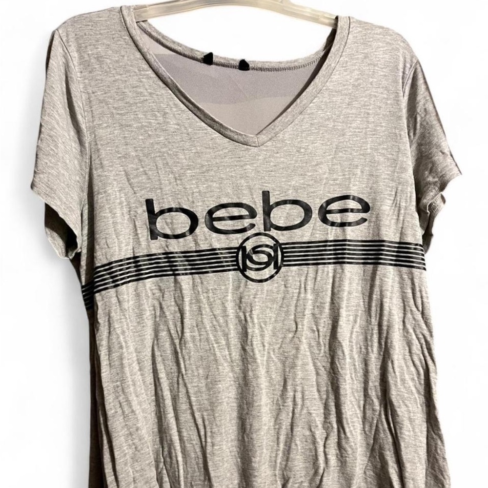 Bebe Heather Gray V-Neck Tee